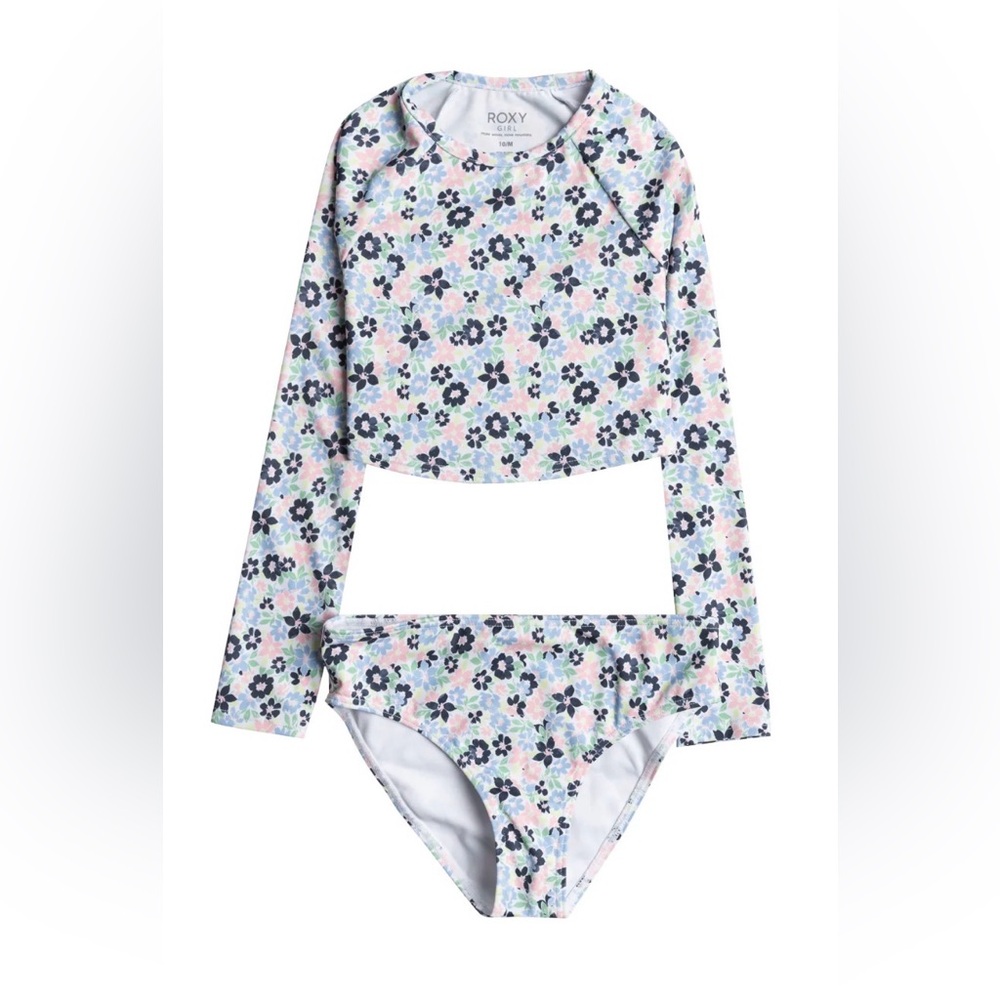 ROXY GIRLS DREAMER CROP TOP LS BIKINI SET Size 10Y